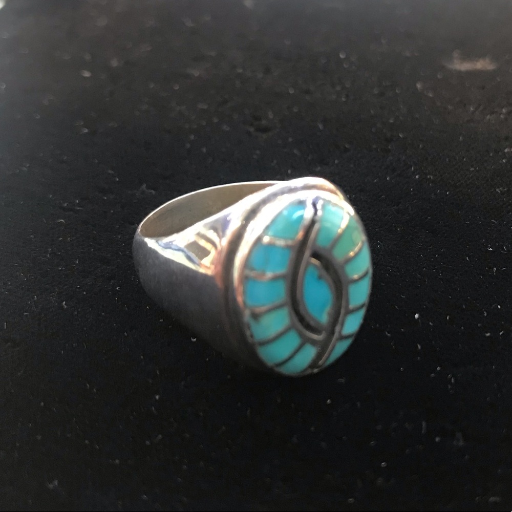 Zuni Turquoise Handmade Sterling Silver Ring